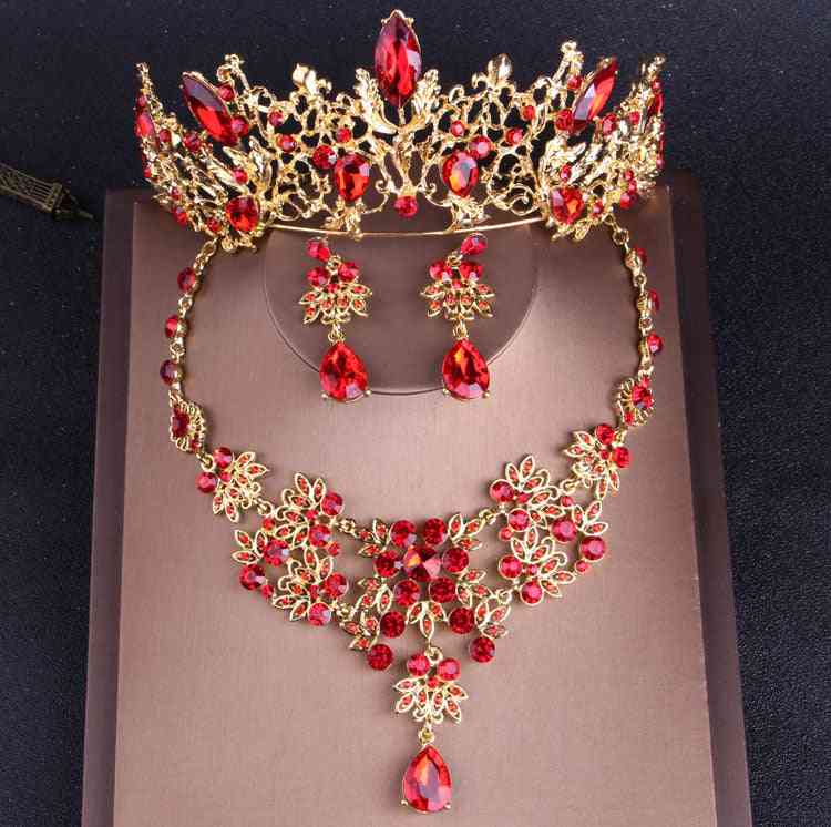 Crystal Bridal Jewelry Sets, Rhinestone Crown, Necklace Earrings Set