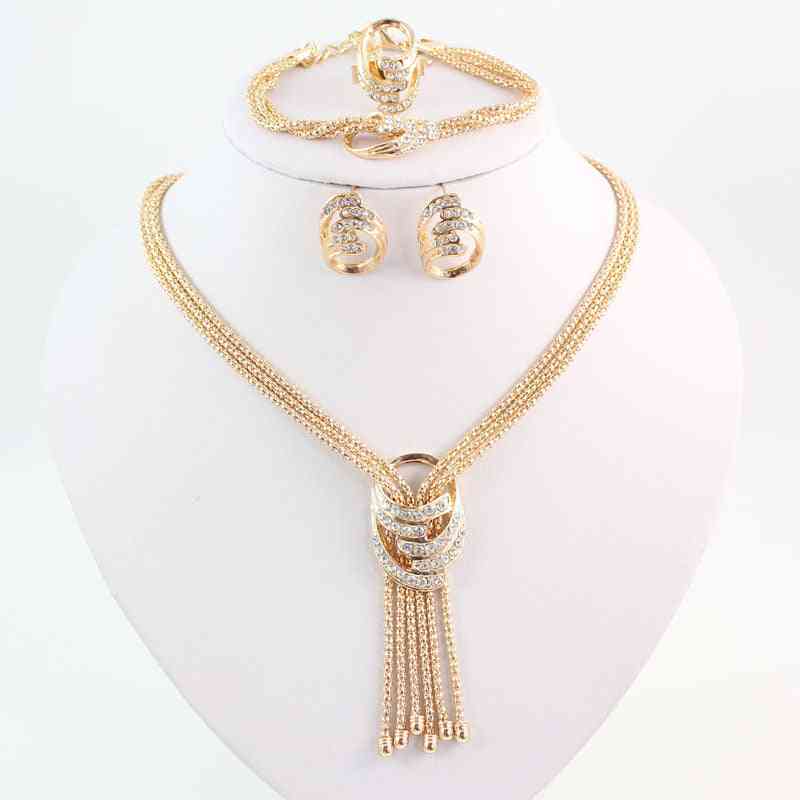 Wedding Costume, Women Beads Jewelry Sets, Crystal Necklace, Bangle, Earring, Ring