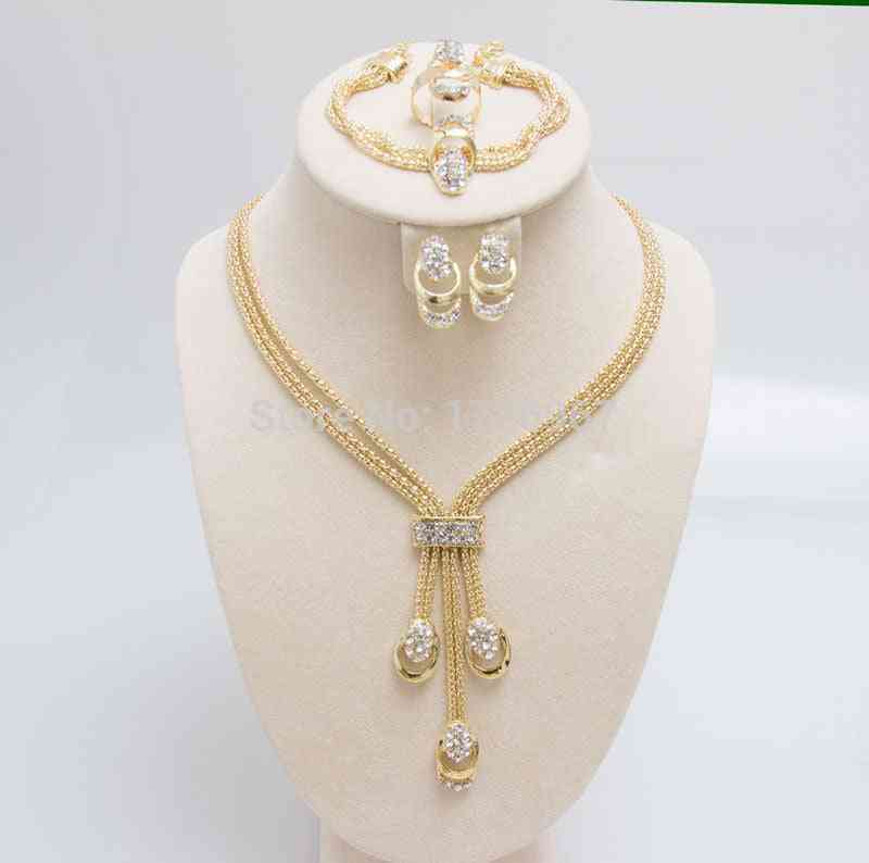 Latest Trendy Jewelry Set, Beads Collar Necklace, Earrings, Bracelet, Rings Sets