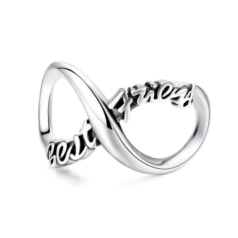 Big Real Sterling Silver 925 Infinity Family Forever Clear Crystal Charm