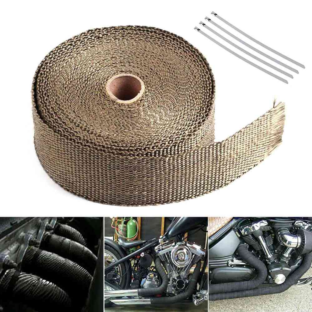 Rollo de fibra de vidrio escudo térmico motocicleta tubo de cabecera de escape cinta de envoltura térmica protección térmica