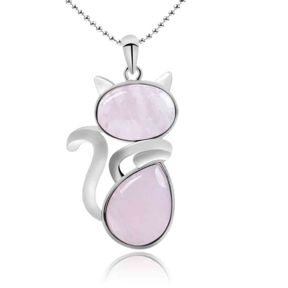 Reiki Natural Stone Necklaces Pink Quartz Pendants