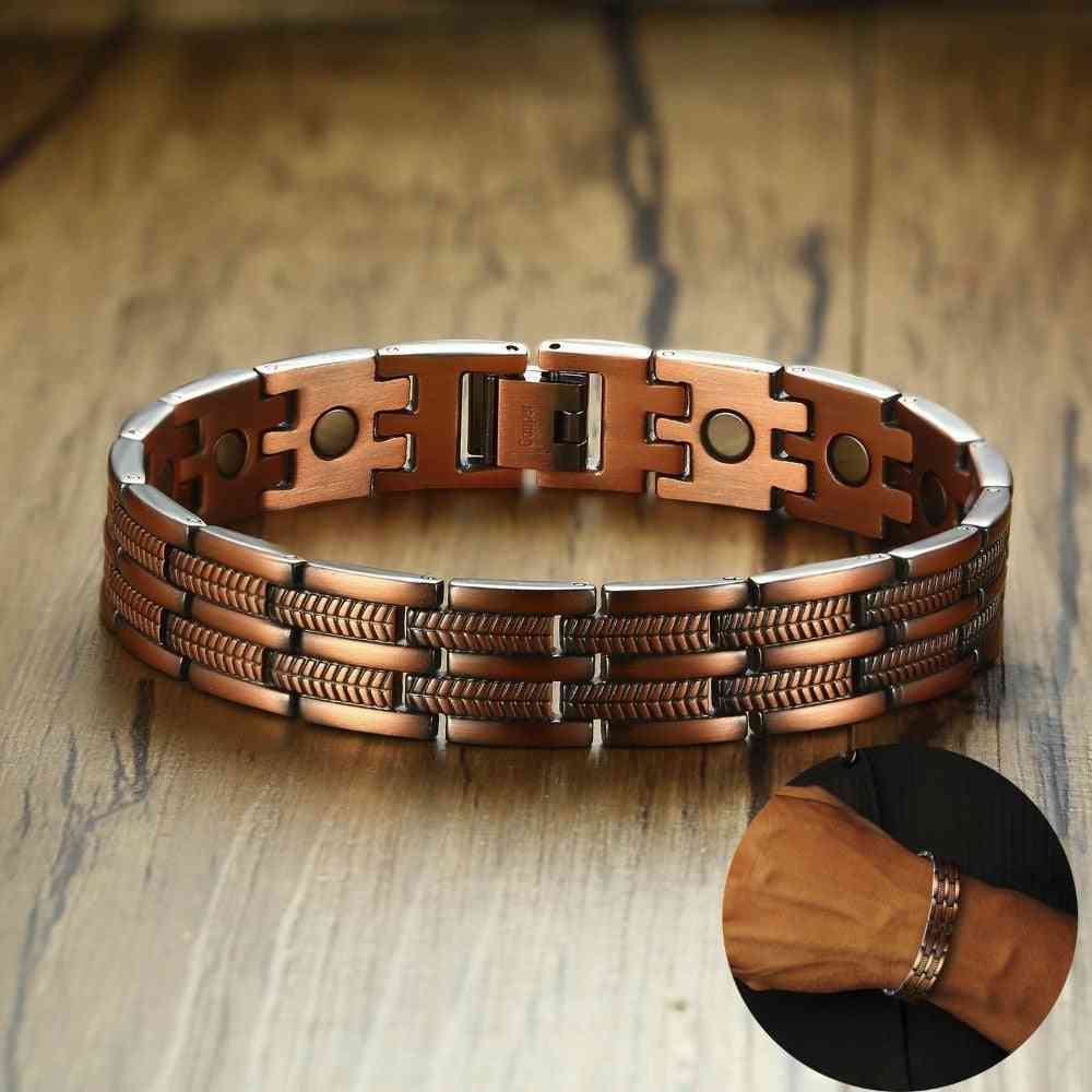 Mens Elegant Pure Copper Therapy Link Bracelet