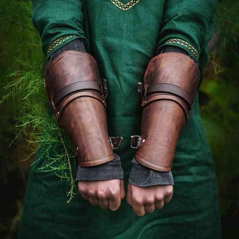 Faux Leather Wide Bracer, Lace Up Arm Armor, Cosplay Props