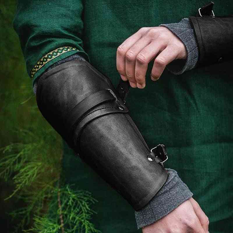Faux Leather Wide Bracer, Lace Up Arm Armor, Cosplay Props