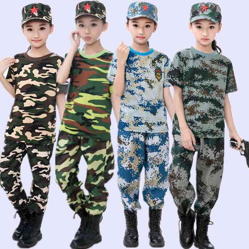 Conjunto de ropa de uniformes de entrenamiento militar para niños.