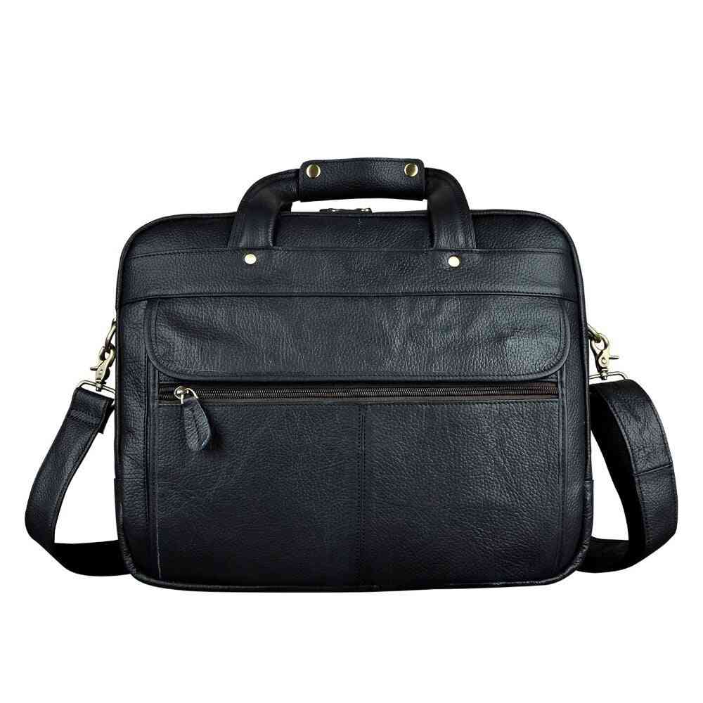 Men Fashion Oil Waxy Leather Briefcase Bag For Laptop Document