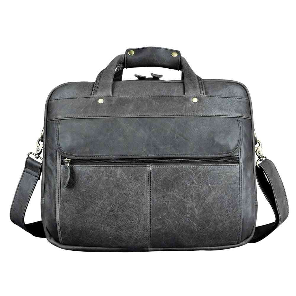 Men Fashion Oil Waxy Leather Briefcase Bag For Laptop Document