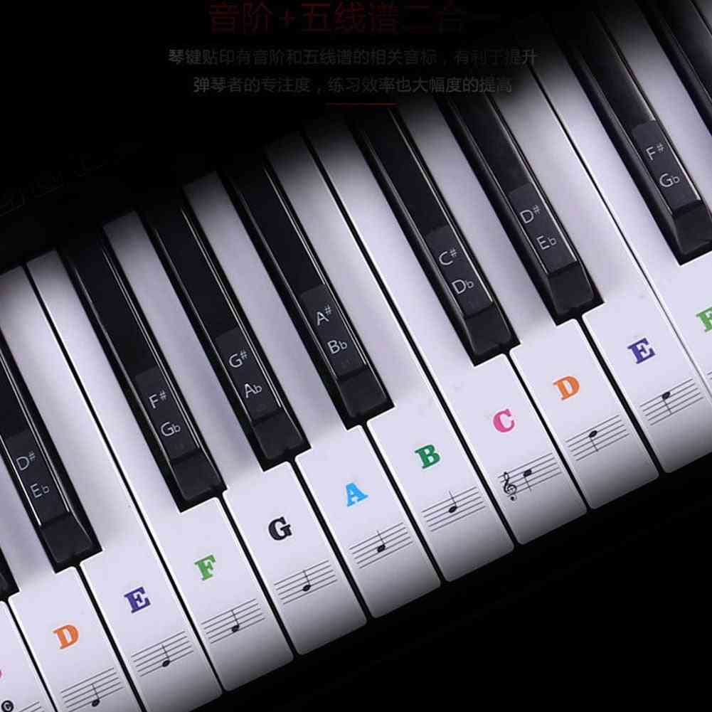 Transparant afneembaar, muziek sticker notities piano, toetsenbord stickers