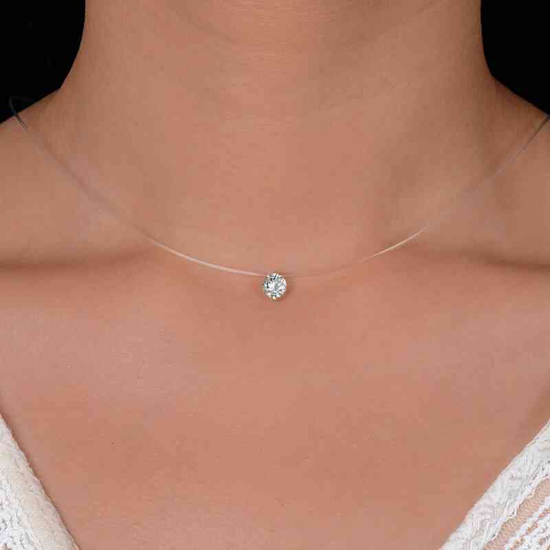 Invisible Fishing Line Shiny Crystal Zircon Necklace