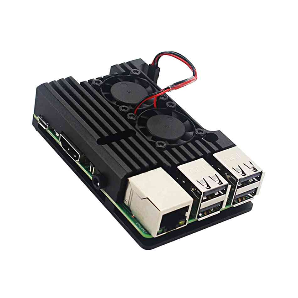 Raspberry Pi-4 4b, Aluminum Metal Case With Dual Cooling Fan
