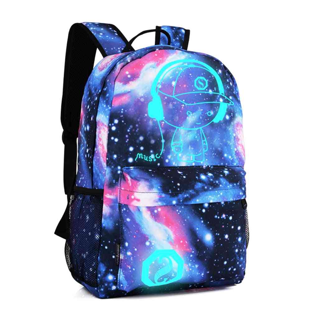 Svetelné školské tašky s nabíjaním USB, anime batoh