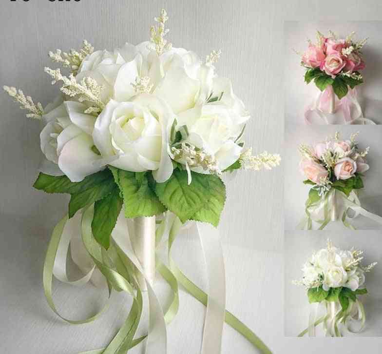 Silk Roses Wedding Bouquet For Bridesmaids Bridal