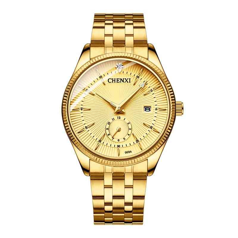 Luxusní křemen, zlaté hodiny, náramkové hodinky