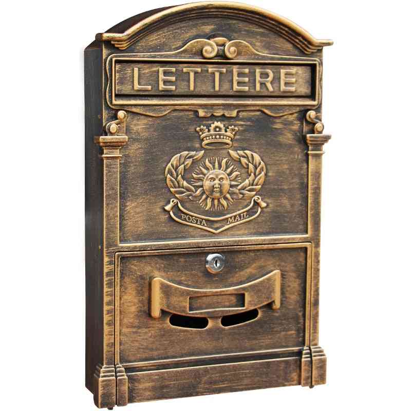 Heavy Aluminium Lockable Secure Mail Letter Retro Post Box / Mailbox