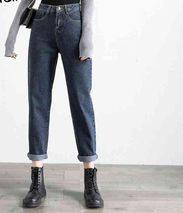 Taille haute, street style, coton avec harem non extensible, pantalon en jean