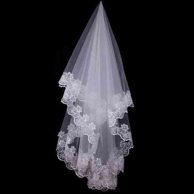 Short Bridal Veils With Lace Edge, Wedding Accessories