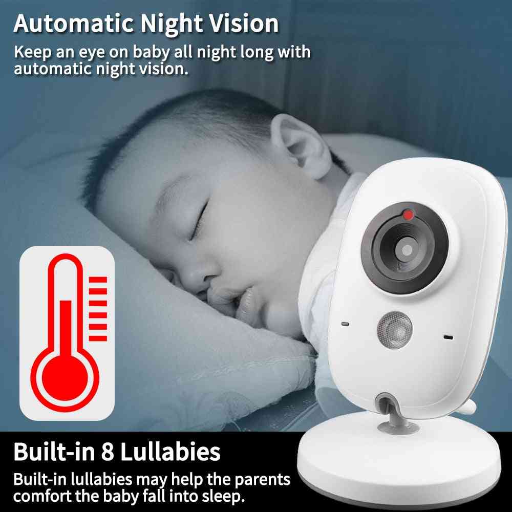 Monitor video color wireless pentru camera de securitate pentru bebeluși, monitorizare a temperaturii cu vedere nocturnă