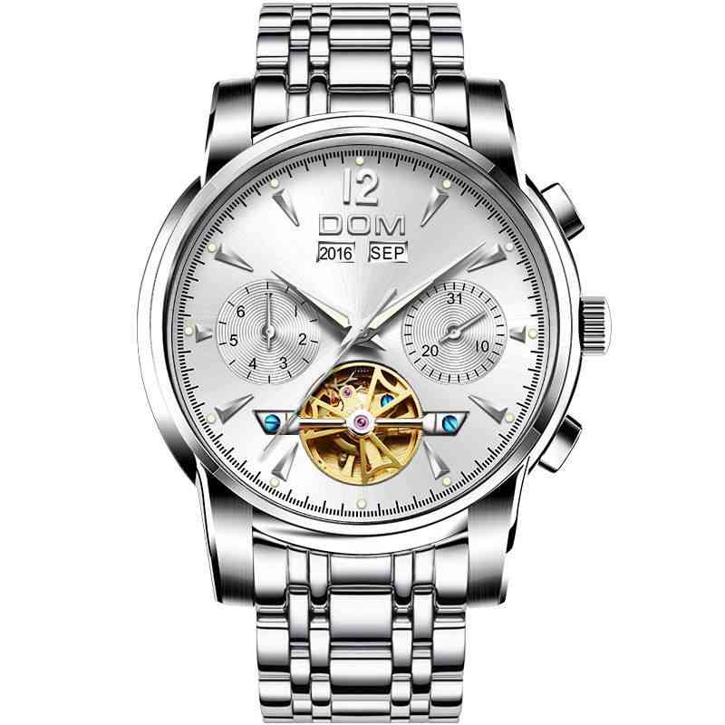 Mechanical Watch, Men Wrist Automatic Retro Watches, Waterproof, Full-steel Clock
