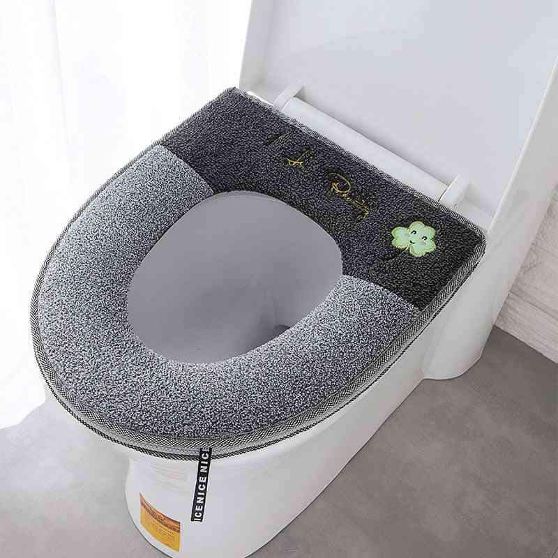 Home Luminous Toilet Pad Thickened With Zipper, O-shaped Plush Seated Cushion Cover