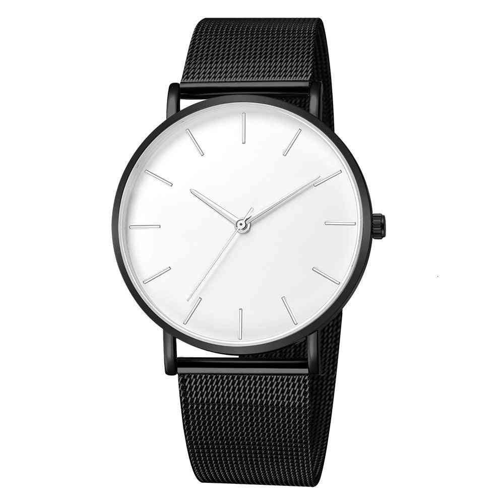 Men Luxury Watch, Mesh Ultra-thin Stainless Steel Quartz Wrist Watches