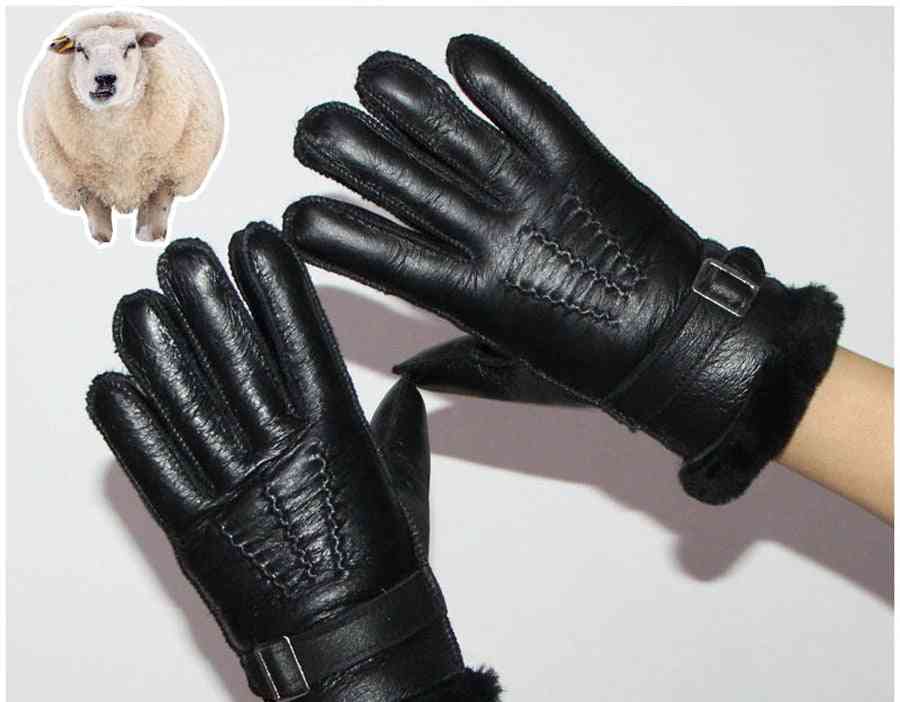 Children's Sheepskin Wool Winter Warmth Thickening Real Gloves