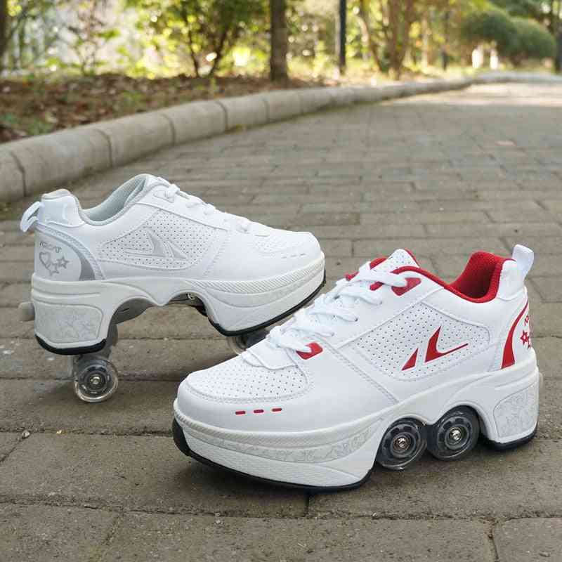 Casual Sneakers Walk Roller Deform Runaway Four-wheeled Skates