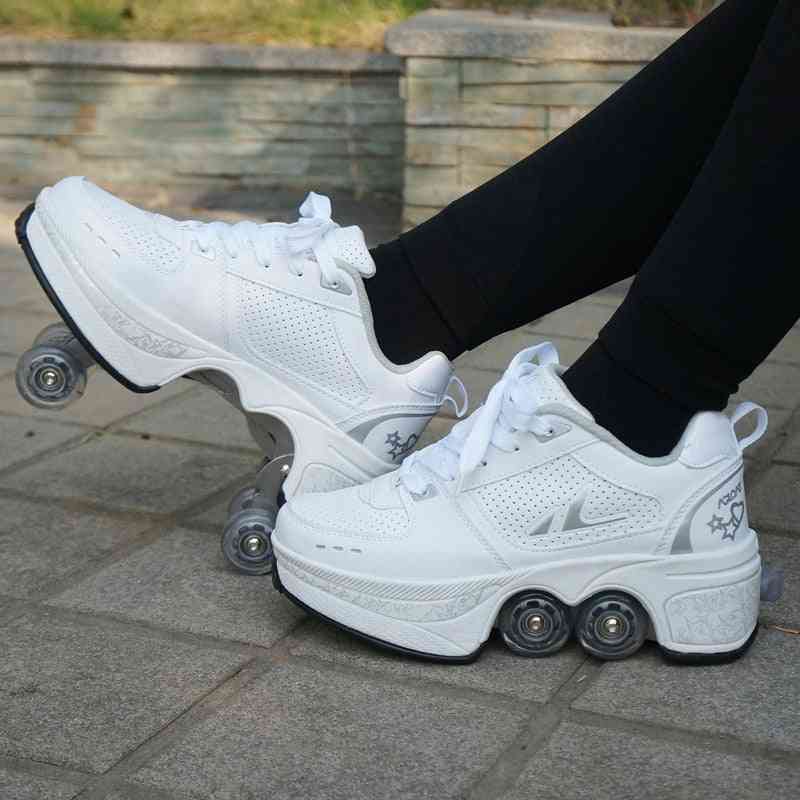 Casual sneakers lopen roller vervormen op hol geslagen vierwielige skates