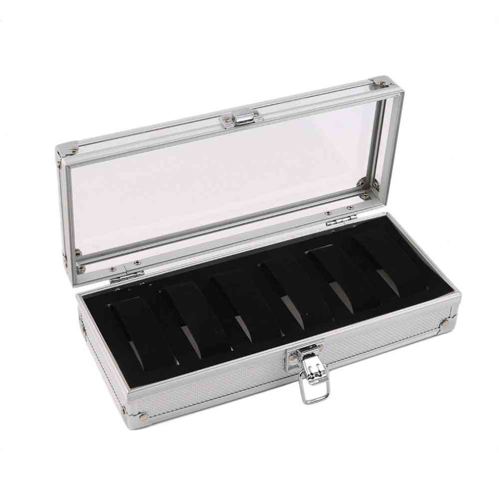 6 Grid Insert Slots Jewelry Display Storage Case, Aluminium Watch Box