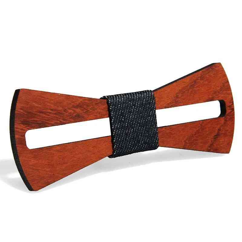 Gravata borboleta de madeira, gravatas retrô unissex ocas e esculpidas
