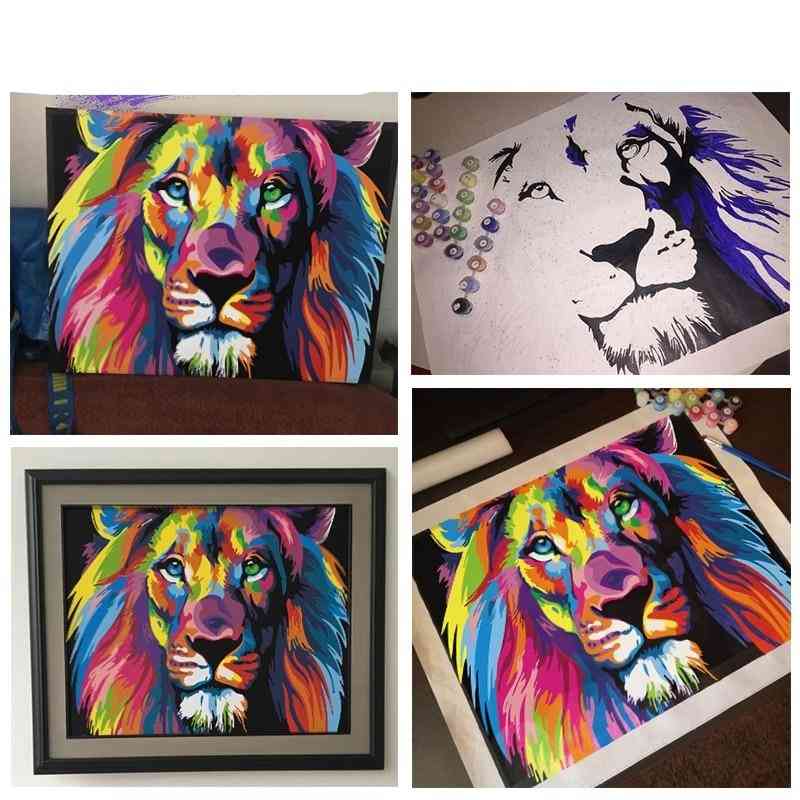 Acryl kleurrijk-dieren frame, handgeschilderd, olieverf voor home decor