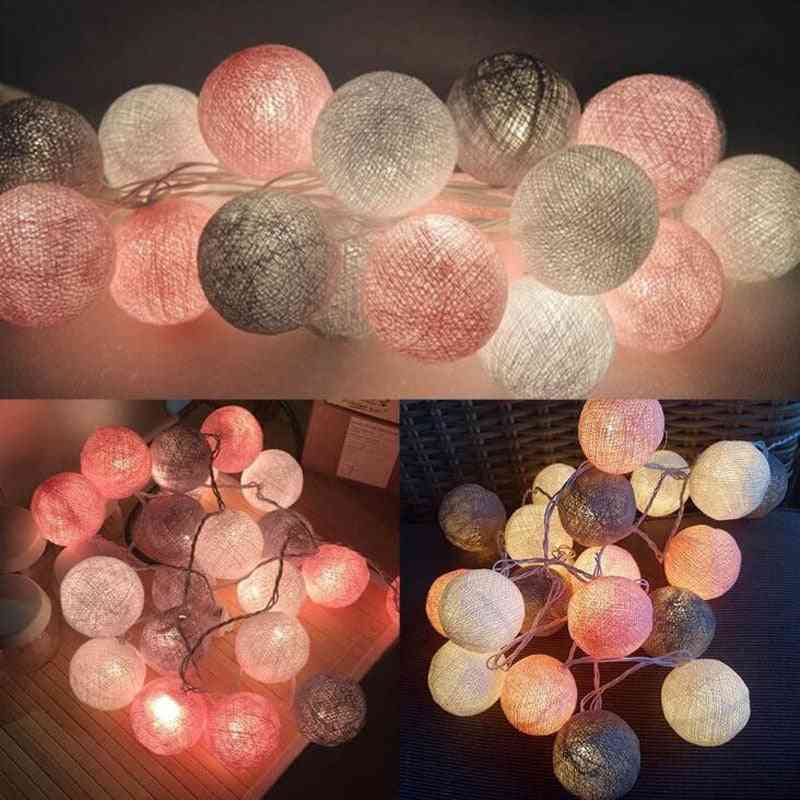 Led Cotton Balls Garland Fairy Lights