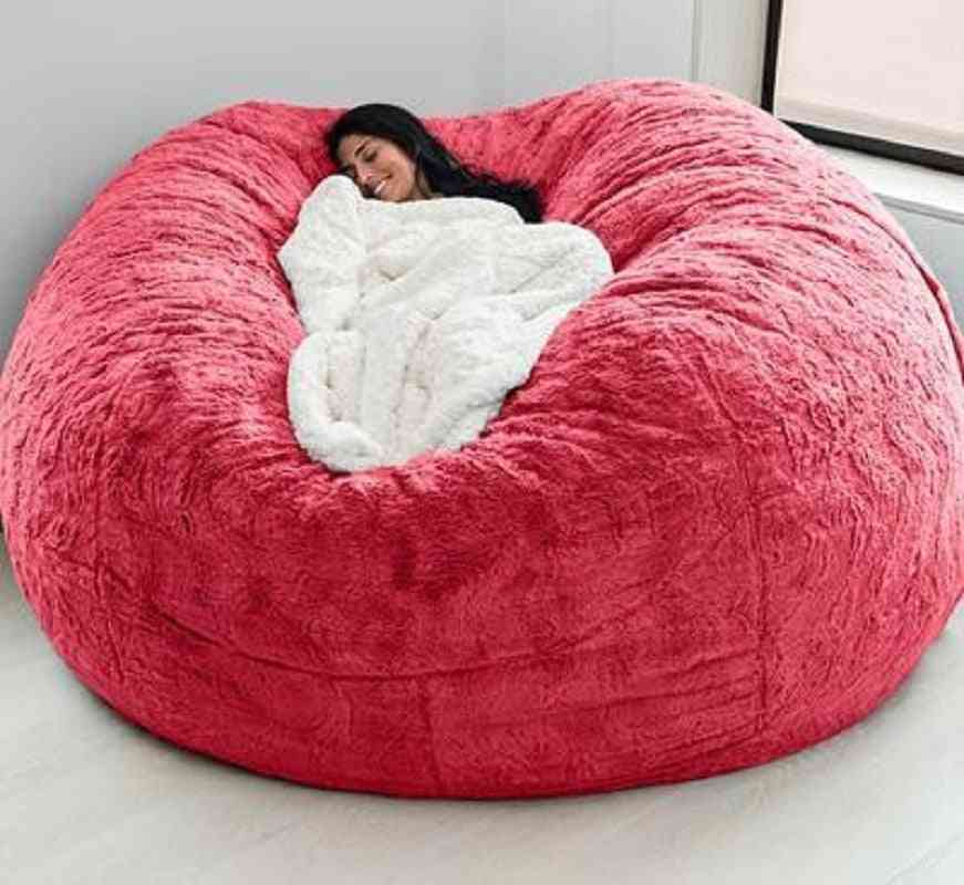 Funda de sofá de frijol suave, cama de cojín de imitación redonda grande gigante de ocio de fiesta