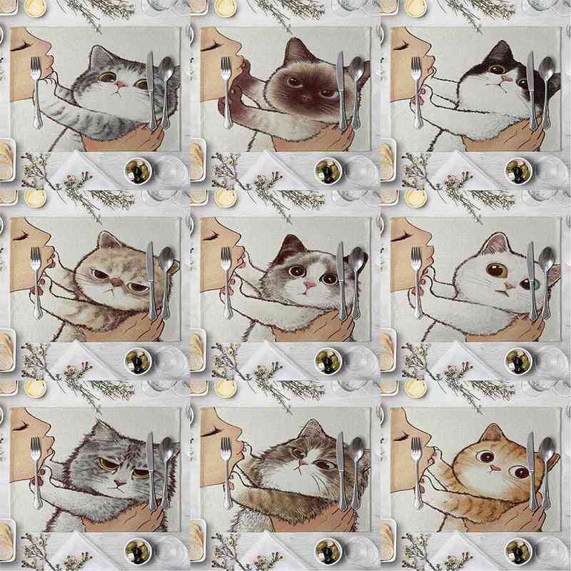Cute Cat Cartoon Animal Pattern Placemat