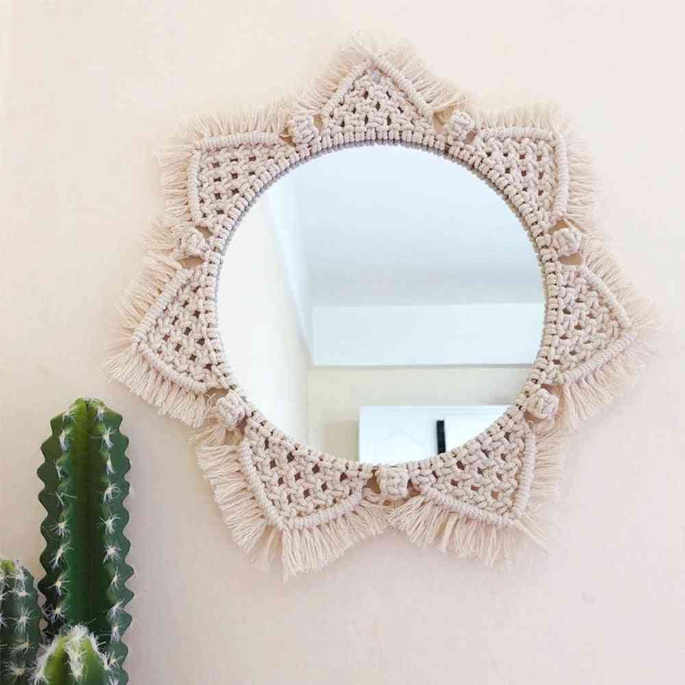 Handmade Macrame Wall Hanging Tapestry Mirror