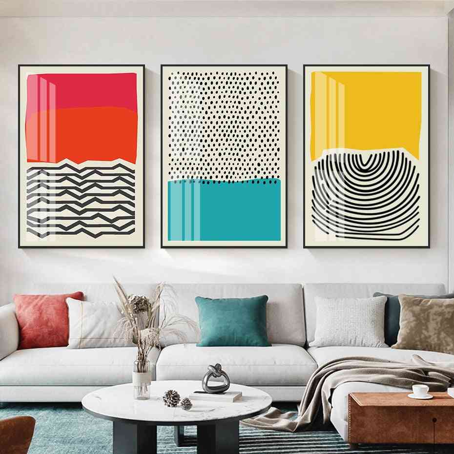 Línea abstracta colorida moderna, lienzo geométrico, póster de arte de pared de pintura