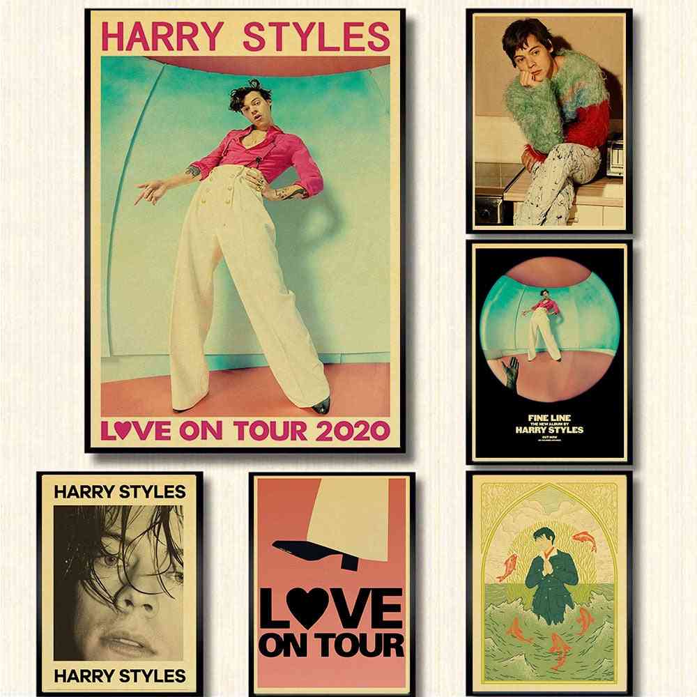 известен британски певец, Хари стилове- крафт хартия, реколта плакат