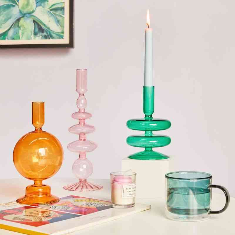 Taper Candle Holders- Glass Candlesticks For Home Wedding