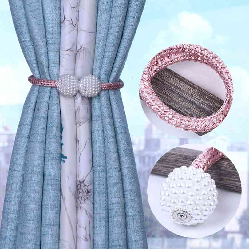 Cinturini magnetici con perle a sfera semplice clip con fibbia per tende tessuta