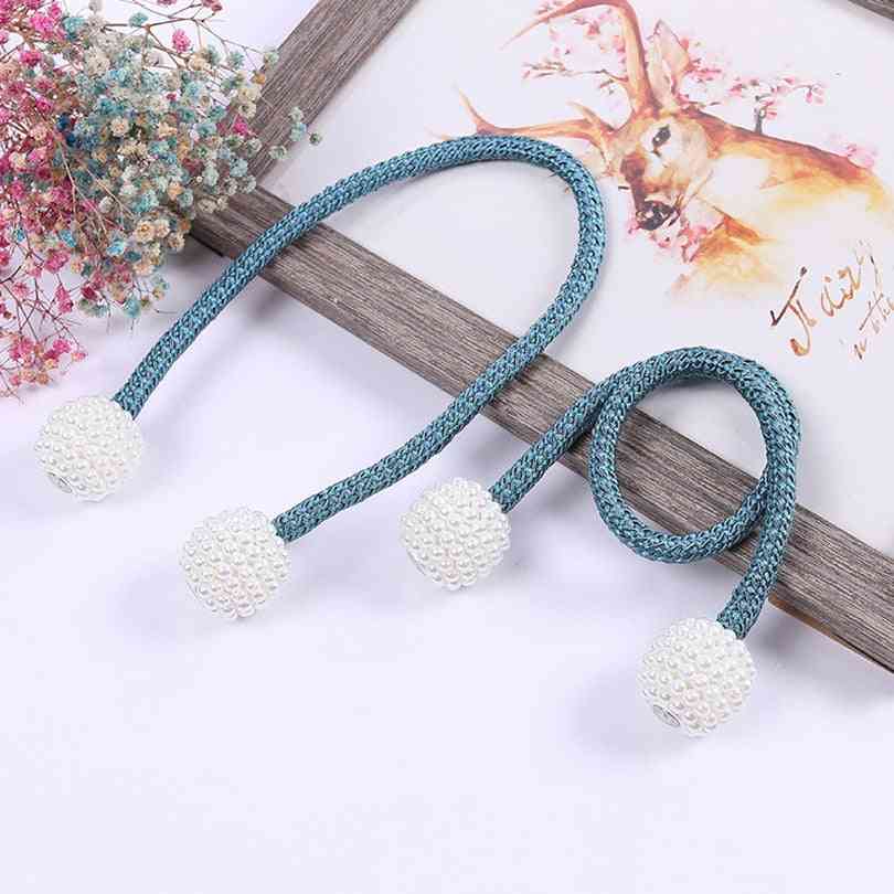 Pearl Magnetic Ball Straps Simple Woven Curtain Buckle Clip