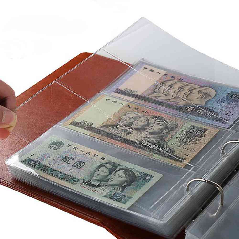 10pcs- Money Banknote, Paper Album, Page Collecting Holder