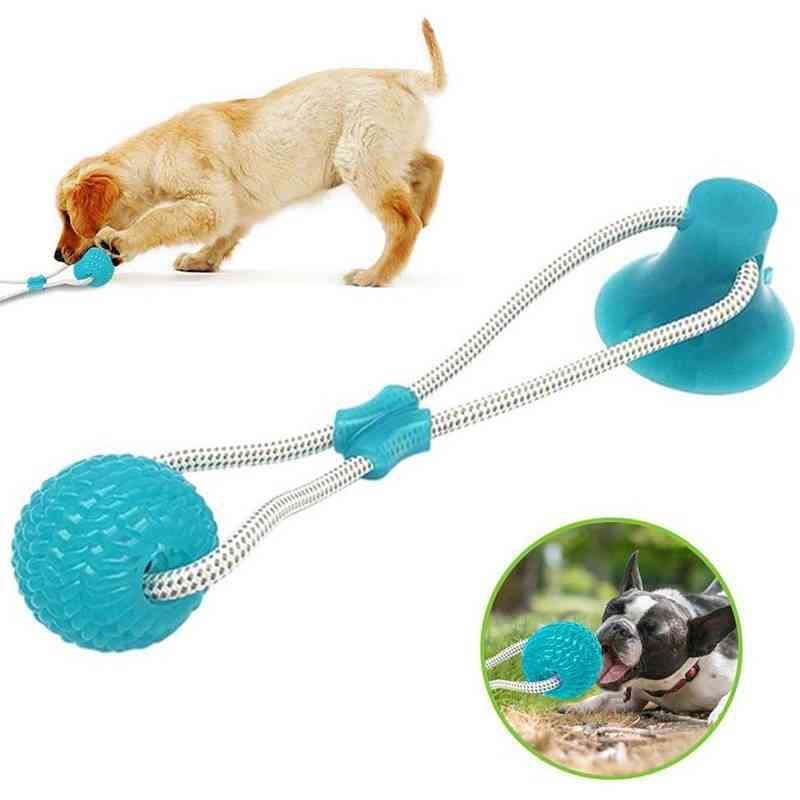 Ventuză împingere câine cu minge tpr, curățarea dinților, cauciuc de mestecat