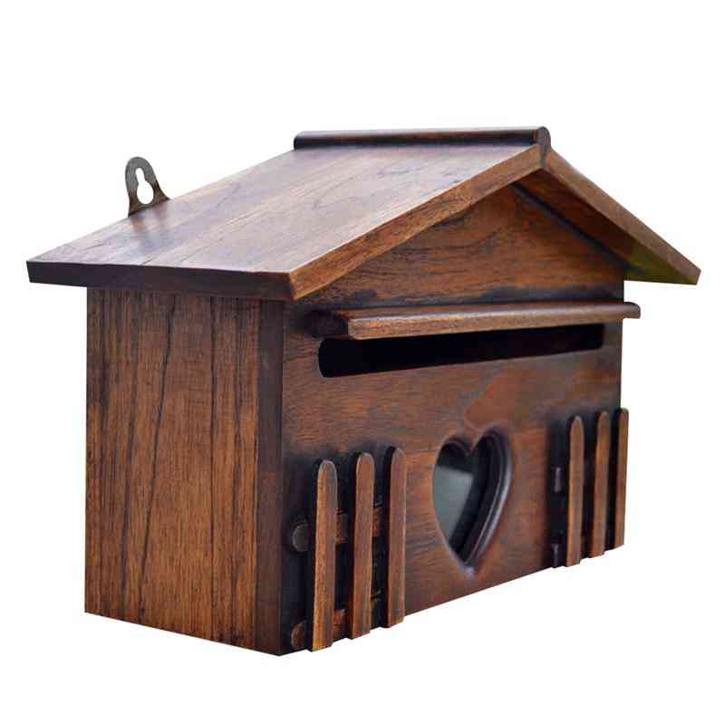 1pc- Wooden Outdoor, Rainproof Suggestion, Lockable Wall Mounted, Post Box