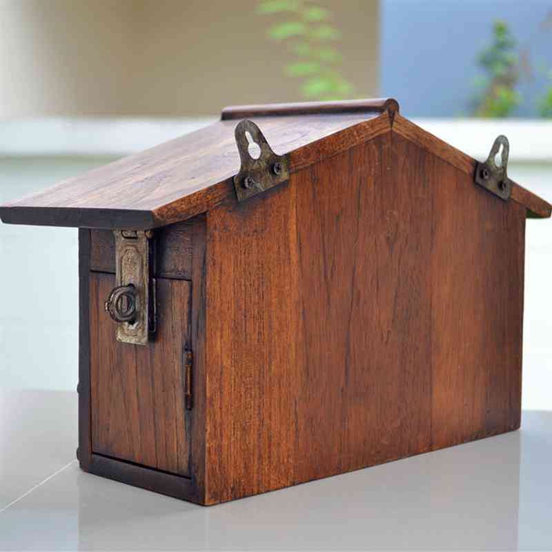 1 Stück - Holz für den Außenbereich, regensicherer Vorschlag, abschließbare Wandmontage, Briefkasten