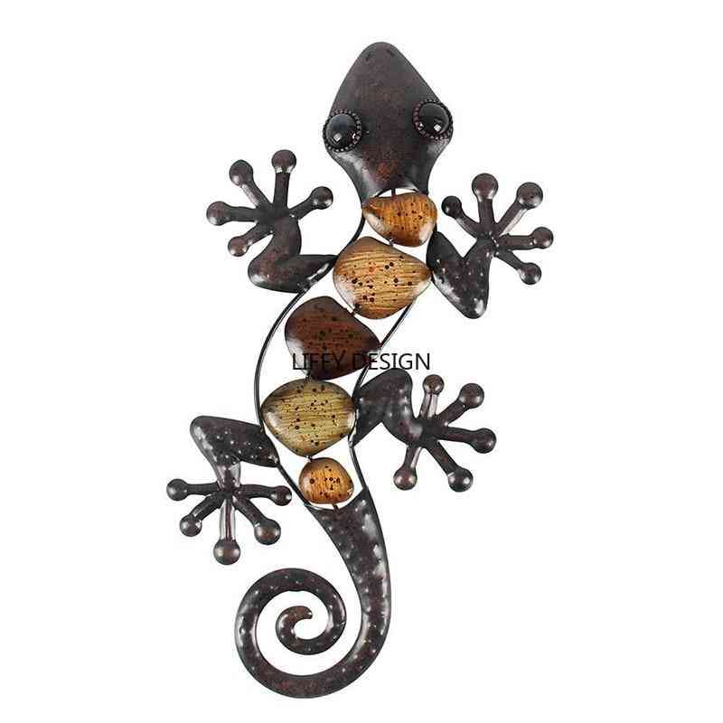 Perete metalic gecko pentru decorarea gradinii, accesorii de exterior