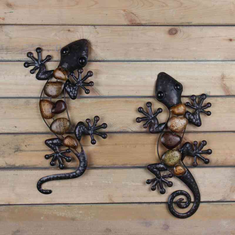 Perete metalic gecko pentru decorarea gradinii, accesorii de exterior