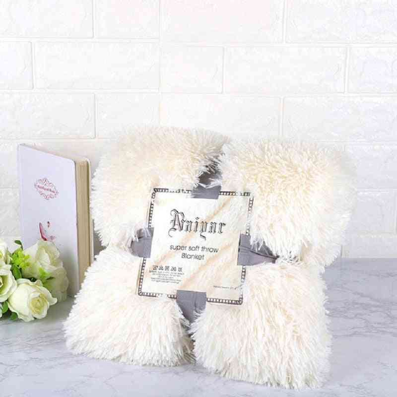 Plush Blanket Soft Fur Faux With Fluffy Throw Bedspread Long Shaggy Warm Bedding Cozy