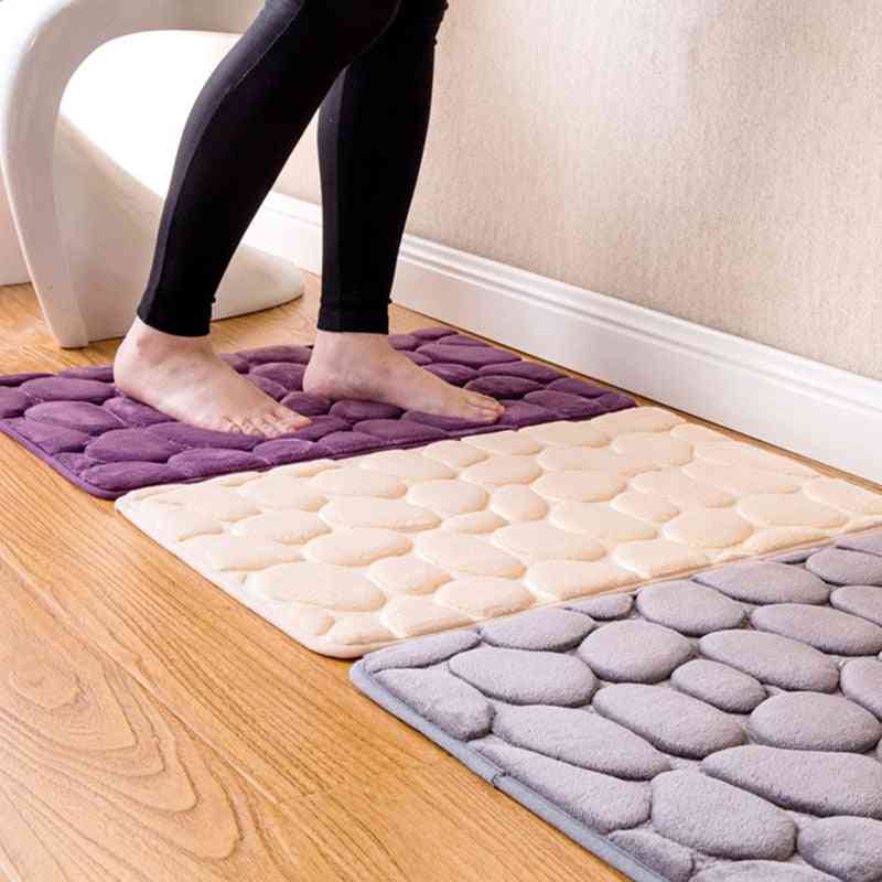 Bathroom Flannel Pad, Floor Carpet, Foam Coral Fleece Mats Set