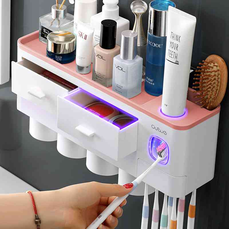 Automatic Toothpaste Dispenser, Toothbrush Holder