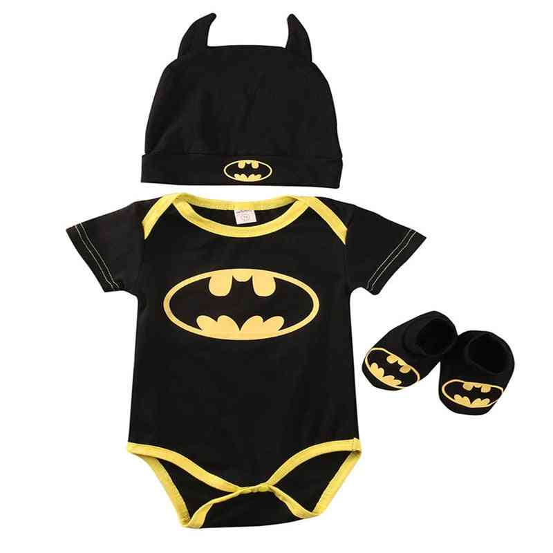 Batman Rompers+ Shoes+ Hat For Newborn Baby
